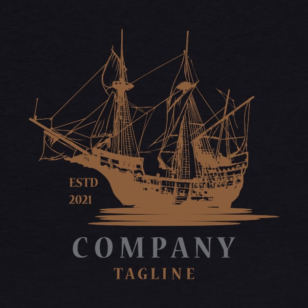 Classic illustrative sailing ship logo by khoiril designer